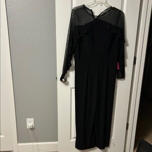 R & M Richards Black Ruffled Jumpsuit